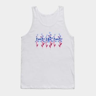 Blue and Red Watercolor Wild Flower Tank Top